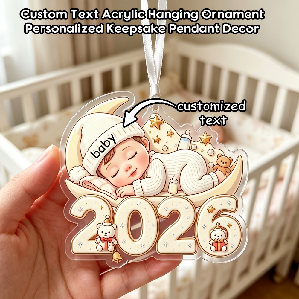 Personalized 2D Flat Acrylic Keepsake Ornament with Name/Text & Hat Decoration