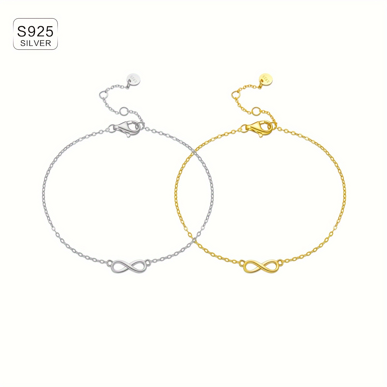 

Elegant Infinity Bracelet For Women, 925 Sterling Silver, 18k Golden Plated, Synthetic Stone, Cute Fashionable Design, Perfect Gift For Nurses Day & Wear