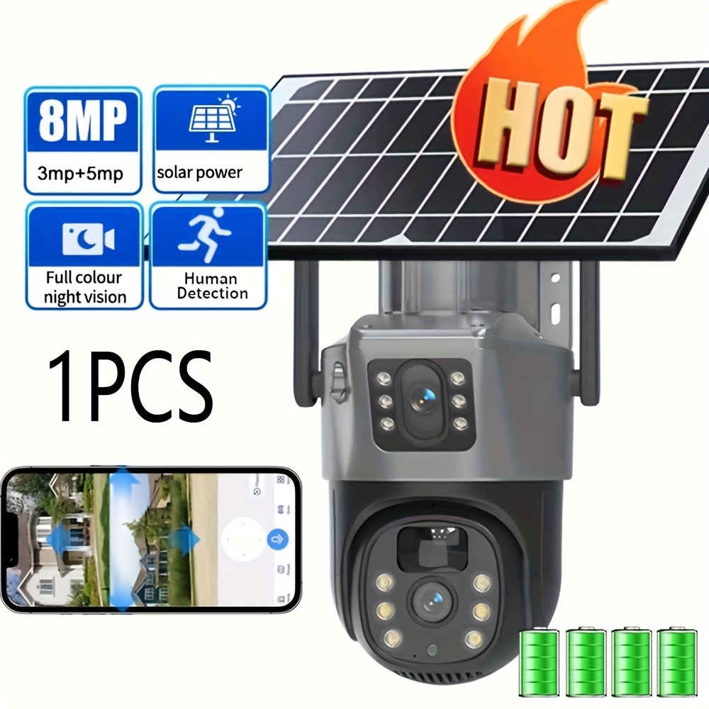 TEMU 1pc Hd Home Security Camera, Affordable Security Camera, Outdoor Solar Security Camera With Audio Communication Hot Products Smart Wifi Solar