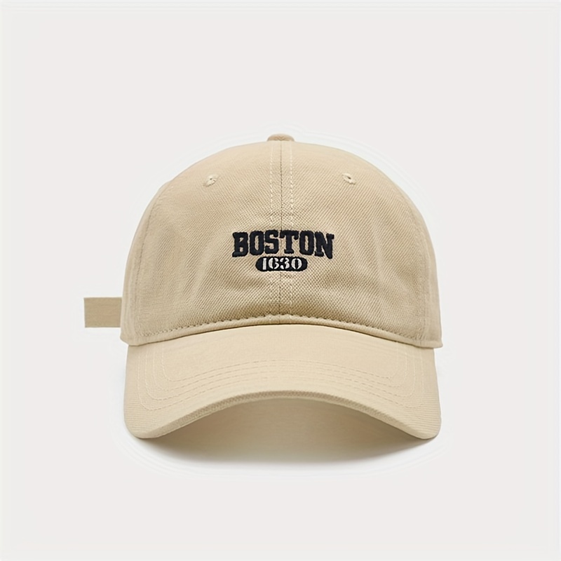 

Unisex Adjustable Baseball Cap, Spring Autumn Collectionembroidered Letter "boston 1630" Peaked Hat, Simple Versatile Sport Hat