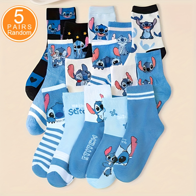 5 Pairs Random Unisex Cartoon Comfortable Breathable Cute Mid-Calf Socks
