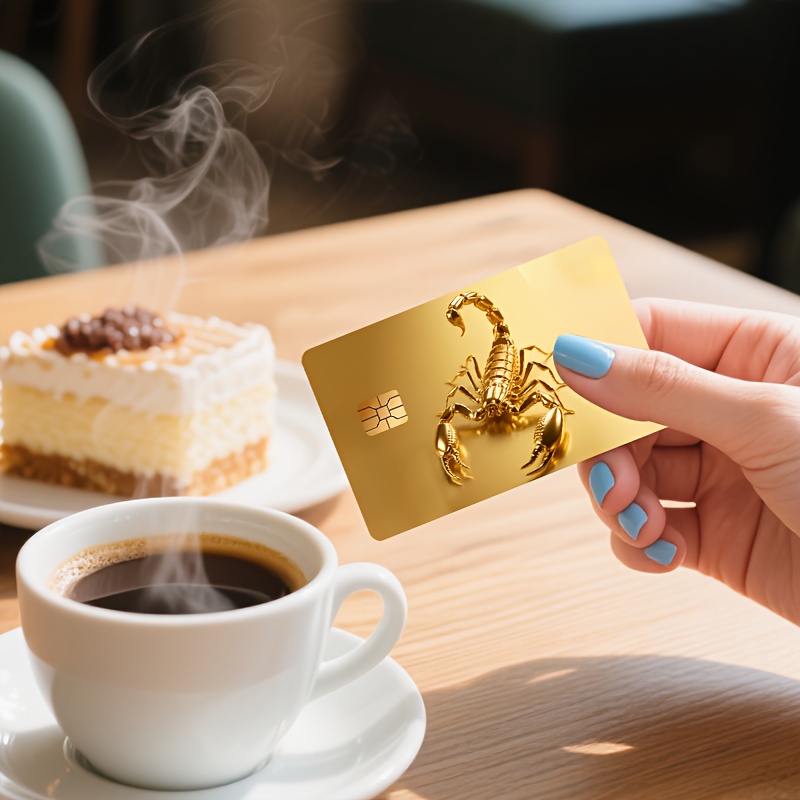 Metallic Scorpion Pattern Credit Card Sticker - Durable PVC, Non-Braided, Simple Style for Men's Fashion Accessories, Ideal for Bank Cards, Debit Cards, and Room Key Cards, Stylish Card Accessory|Bold Design|Durable PVC Material, Scorpion Decor
