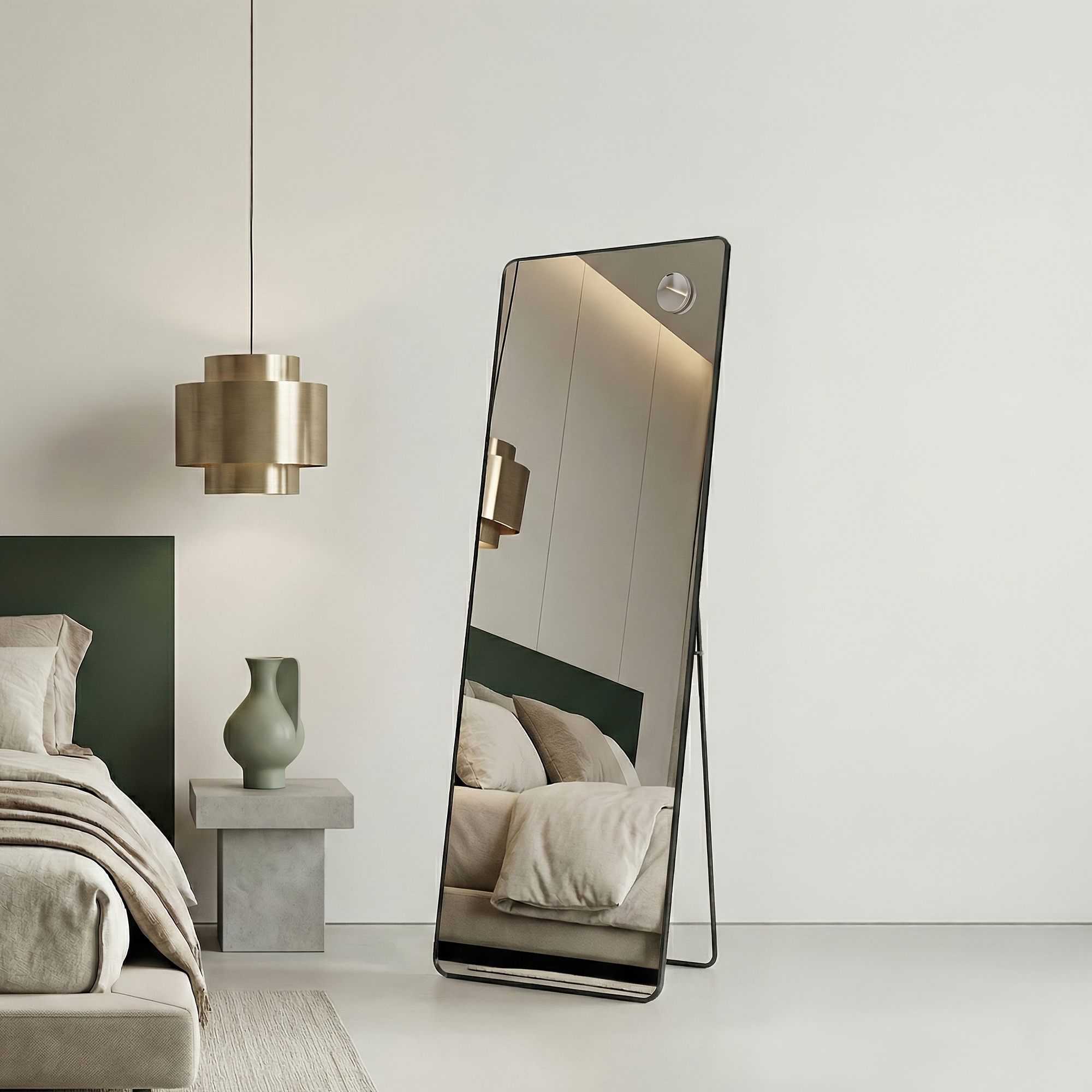 TEMU Corps , 165 X 50 Cm, Rectangulaire sur Pied, Cadre en d'Aluminium, Verre Trempé, pour Chambre à Coucher, Salon, Dressing