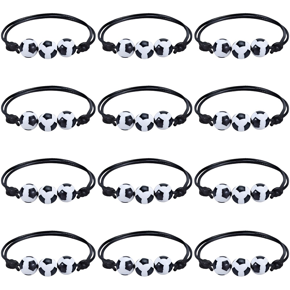 TEMU Regalo /Lui Set da 12 Braccialetti con Perline a Tema Basket, Baseball, Calcio - Polsino da Baseball Regolabile, Braccialetto Ispiratore per