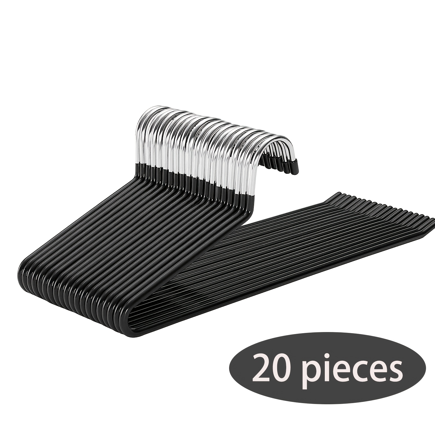 Image of Set Of 20 Skirt Hangers, Non-slip Golden Pants Hangers, Space- Coat Hangers With Non-slip Coating, Multi-functional Pants Hangers, Suitable For Pants, Scarves, Jeans, Skirts, Etc. (black, White, Grey)