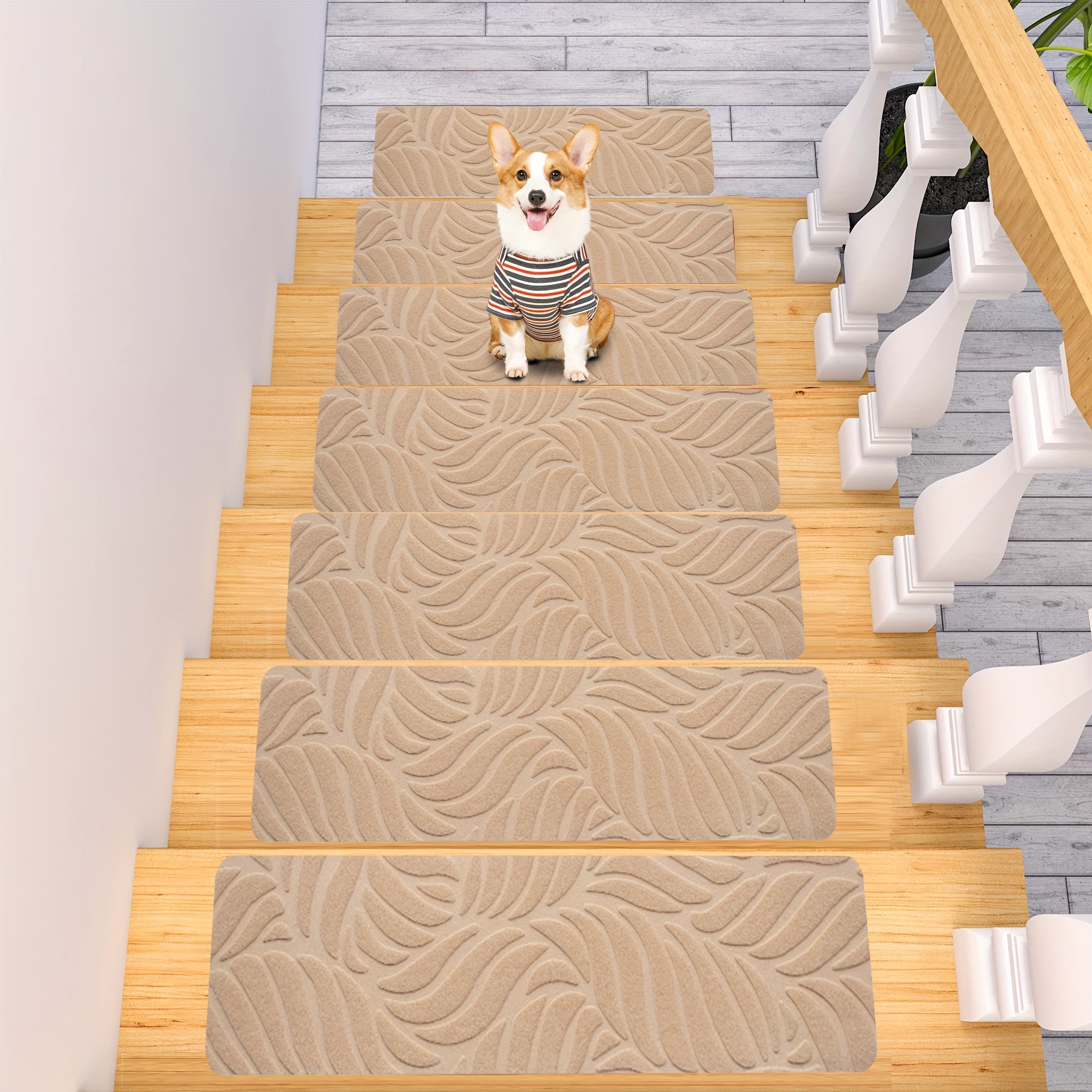 15 7pcs   non slip self   mat stair treads 7 x21 machine washable indoor safety pads for pets elderly textured   design reusable staircase decor   home decorative safety   durable polyester fiber stair treads non slip