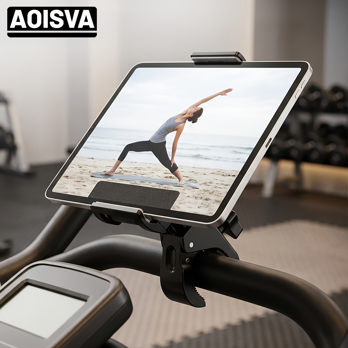 TEMU Handlebar Tablet And Phone Mount, Universal Exercise Bike Tablet Holder, Clamp-on Phone Holder For Treadmill, And Fitness Equipment, 360°