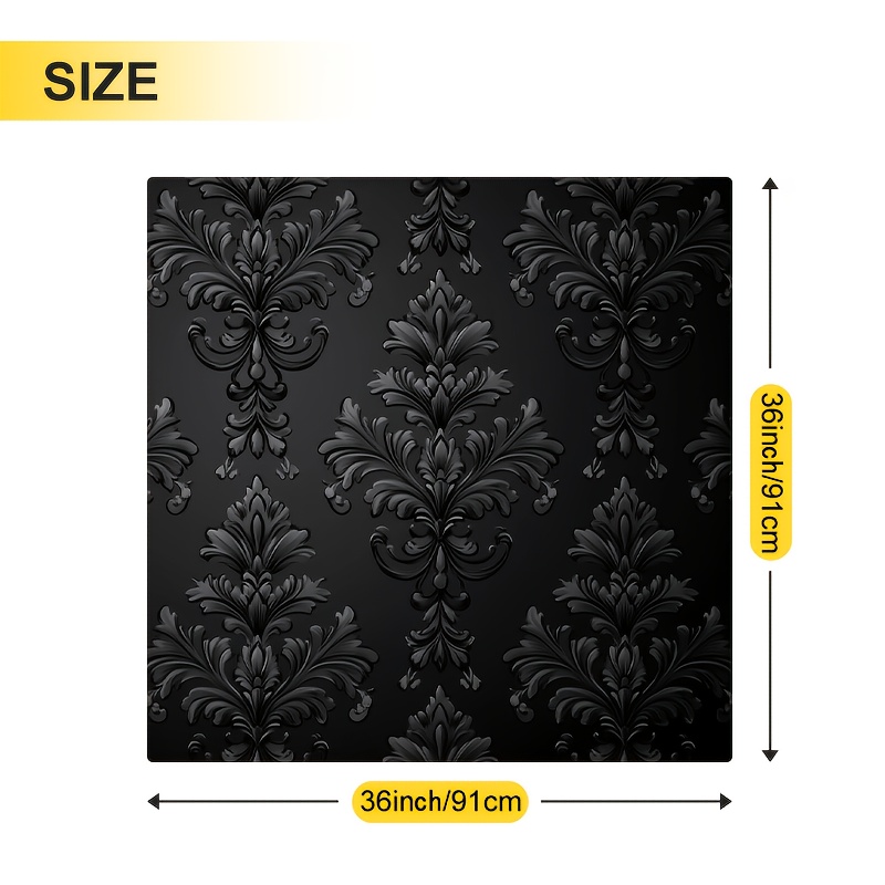 Image of 1pc, Black Pattern, Tablecloth With , 36x36inch, Wipeable Polyester Outdoor Dining Cover, For Picnics Camping Holiday Party Home Decoration_eiwy0812027