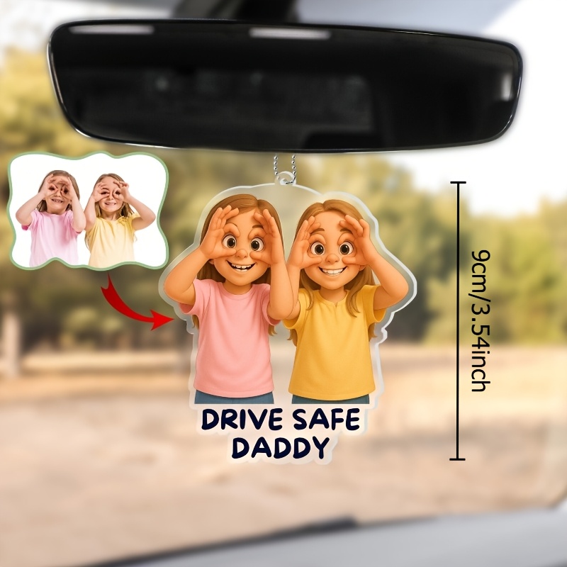 TEMU 2d Flat - [2d Flat] Personalized Custom Photo Car Ornament – Dad' Driving Keepsake, Acrylic Car Decoration. Perfect For Father's Day 2025,