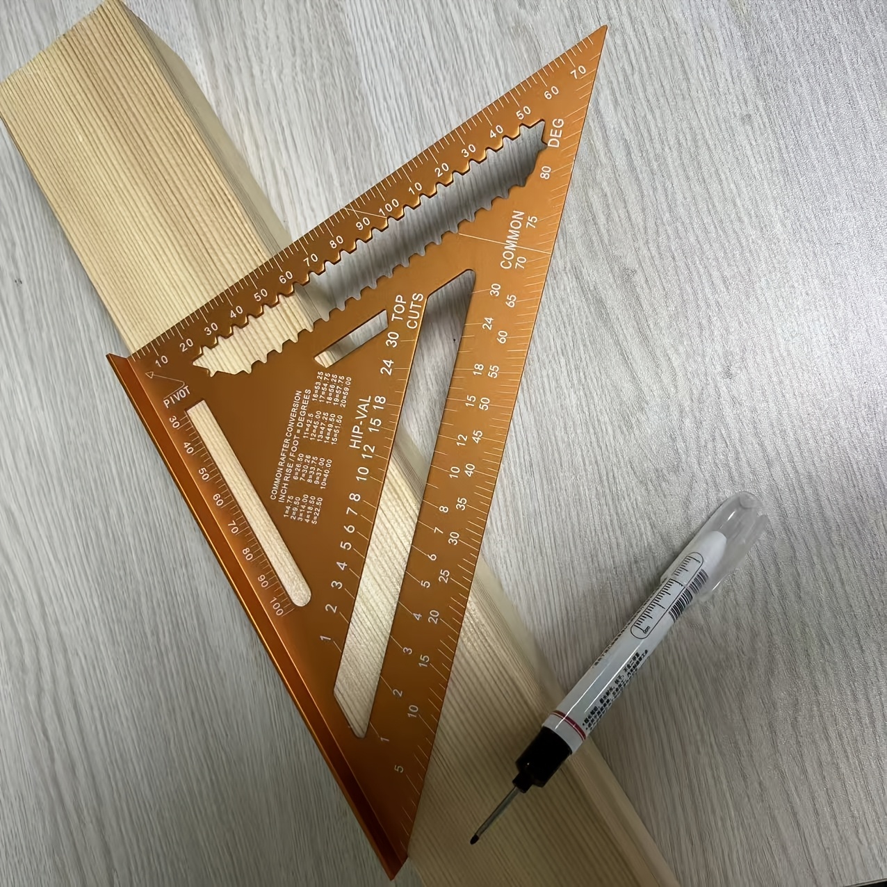 TEMU 2pcs Set, New 185mm Aluminum Alloy Triangle Ruler Set With Long Tip Woodworking Marker; Multi-angle Frame Angle Measuring And Marking Tool,