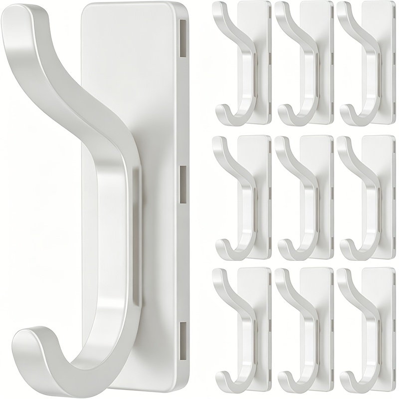 TEMU 10 Pack Heavy Duty Wall Coat & Towel Hooks, 3 Colors (+blush Pink), Adhesive Door Hooks No Drilling, Space Saving For Hanging Towels Robes Bags