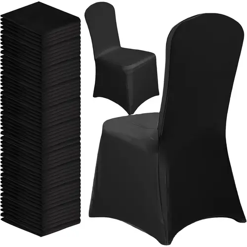 100pcs banquet chair cover polyester spandex chair cover stretch cover for wedding party restaurant banquet flat front chair cover black white