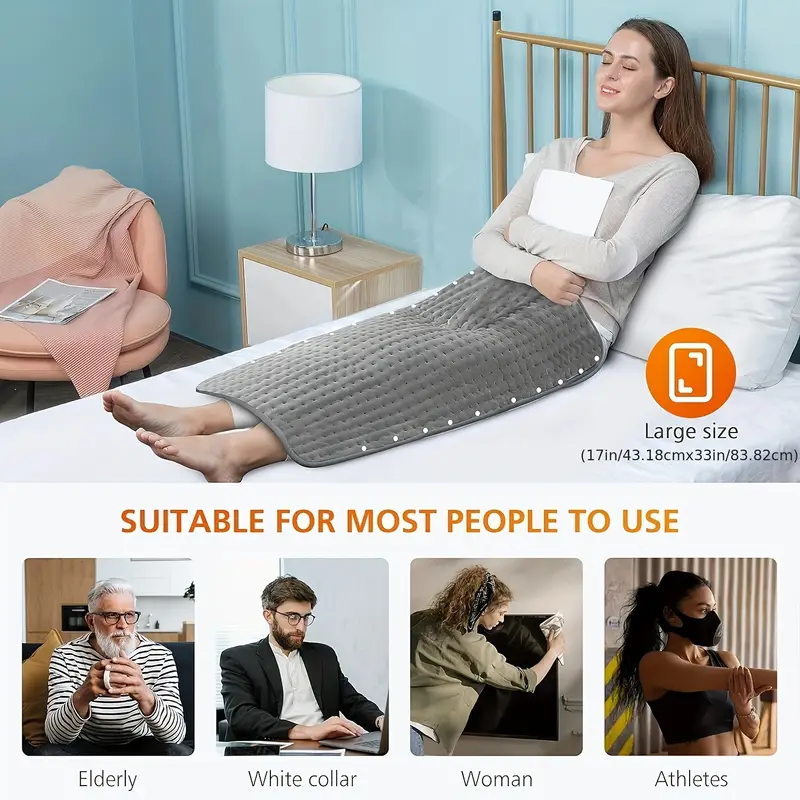 extra large 2 in 1 heating pad warmer 9 temperature settings 4h auto shut off washable fast heated electric heating pads for back feet shoulders polyester 110v 120v us plug Product details 1