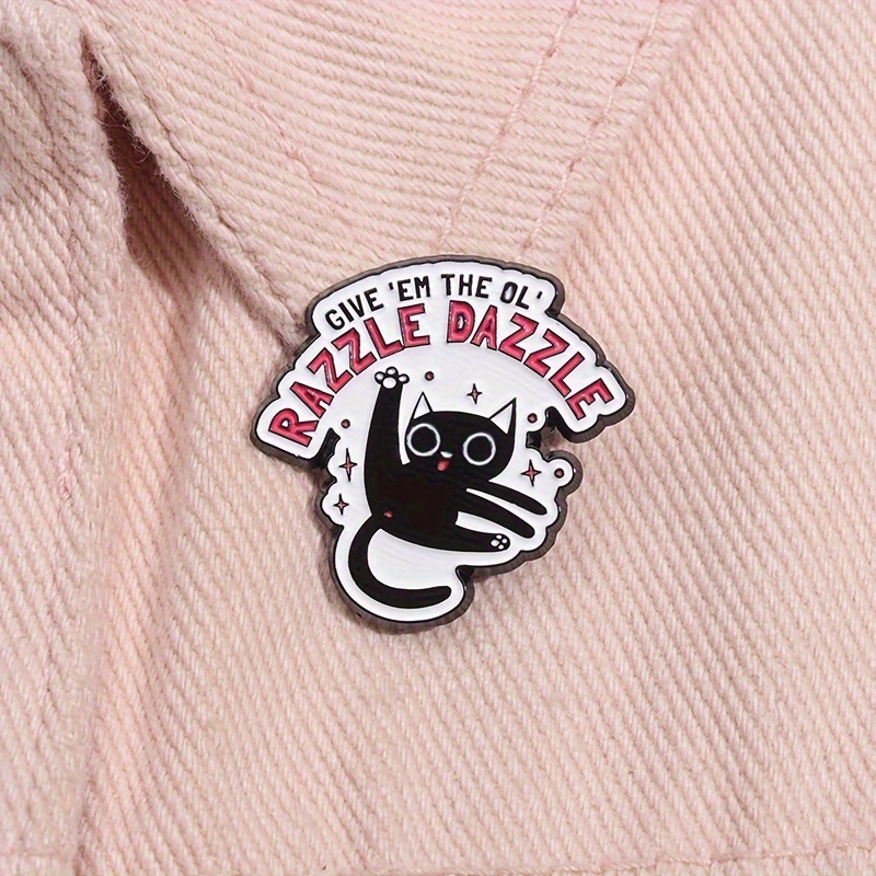 

1pc Alloy Black Cat Cartoon Badge - Cute Kitten Enamel Brooch With " Dazzle" Motif For Clothing And Bags - Party Favor Animal-shaped Pin