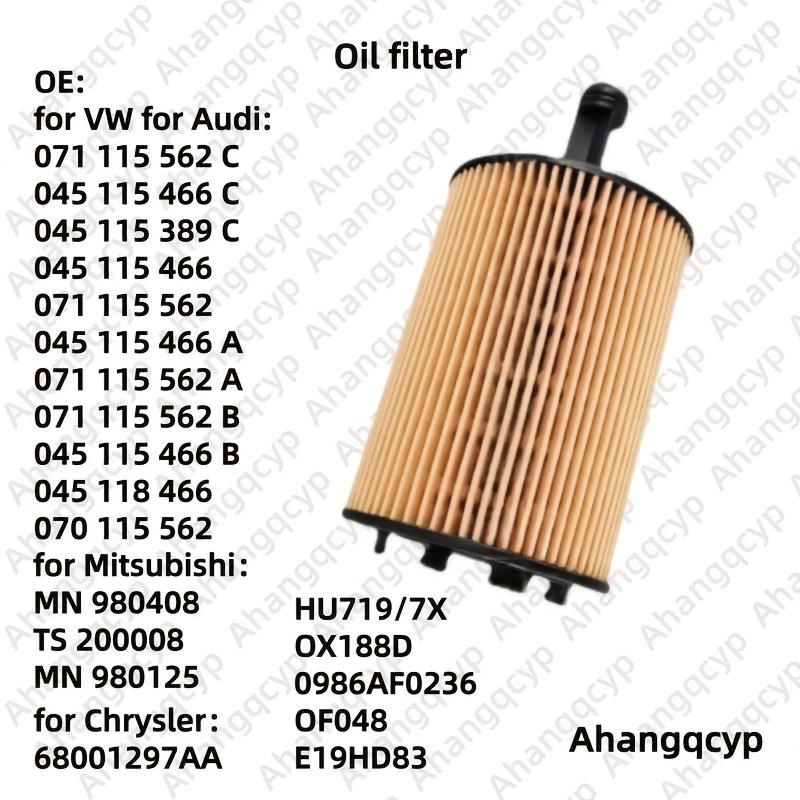 TEMU Oil Filter Hu719/7x, Suitable For Volks-wagen For Golf 2005-2009 For 2005-2010 For Tiguan 2007-2018 For For Tt 2003-2010 For Octavia 2004-2013