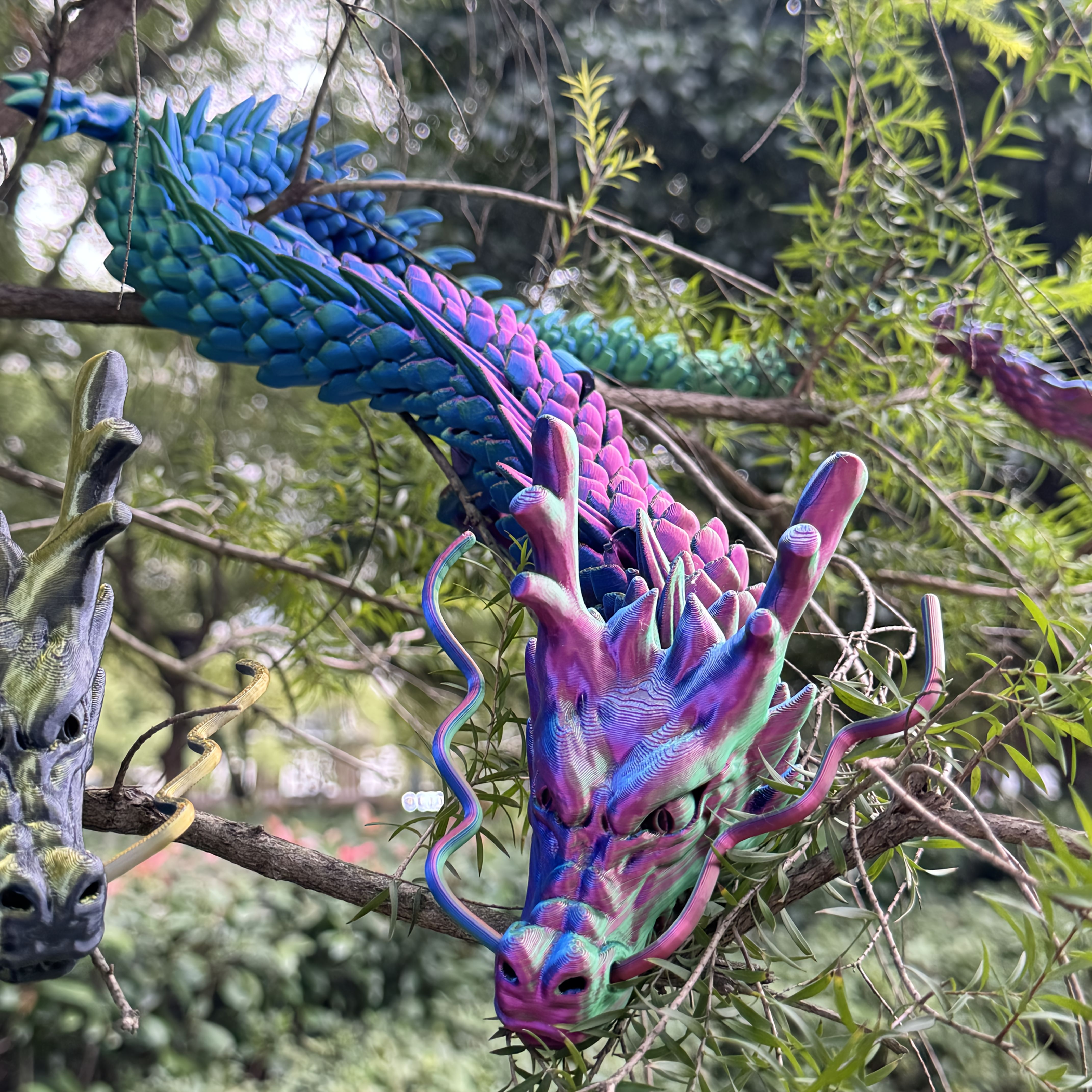 

Extra Large 35.43" Chinese Dragon Decoration With Movable Joints - Vibrant, Colorful Design For Festive & Garden Decor, Battery-free, Plastic, Ideal For Car Display