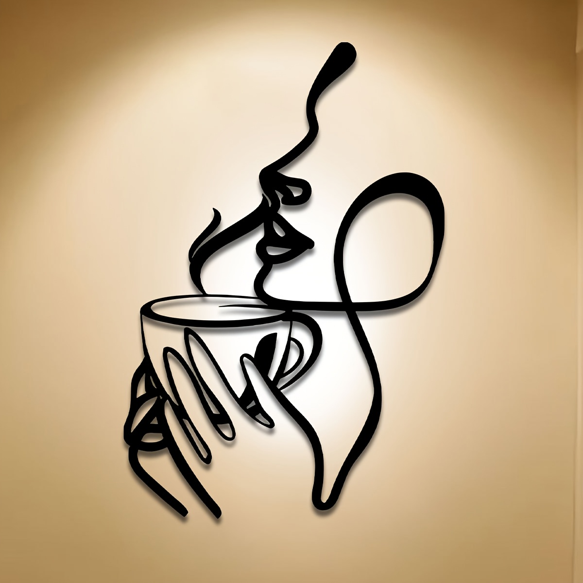 E-shop Damen-Linienkunst-Wandskulptur aus Metall – 15,75x10,59 Zoll Schwarze Linienkunst aus Schmiedeeisen, Wandmontierte Heim-Balkon-Dekoration,
