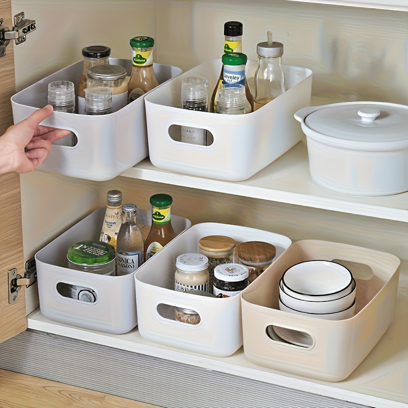 

3-pack Modern Plastic Organizer Bins, Desktop Storage Box, Cosmetic Shelf, Bathroom Kitchen Dormitory Sundries Classification Boxes