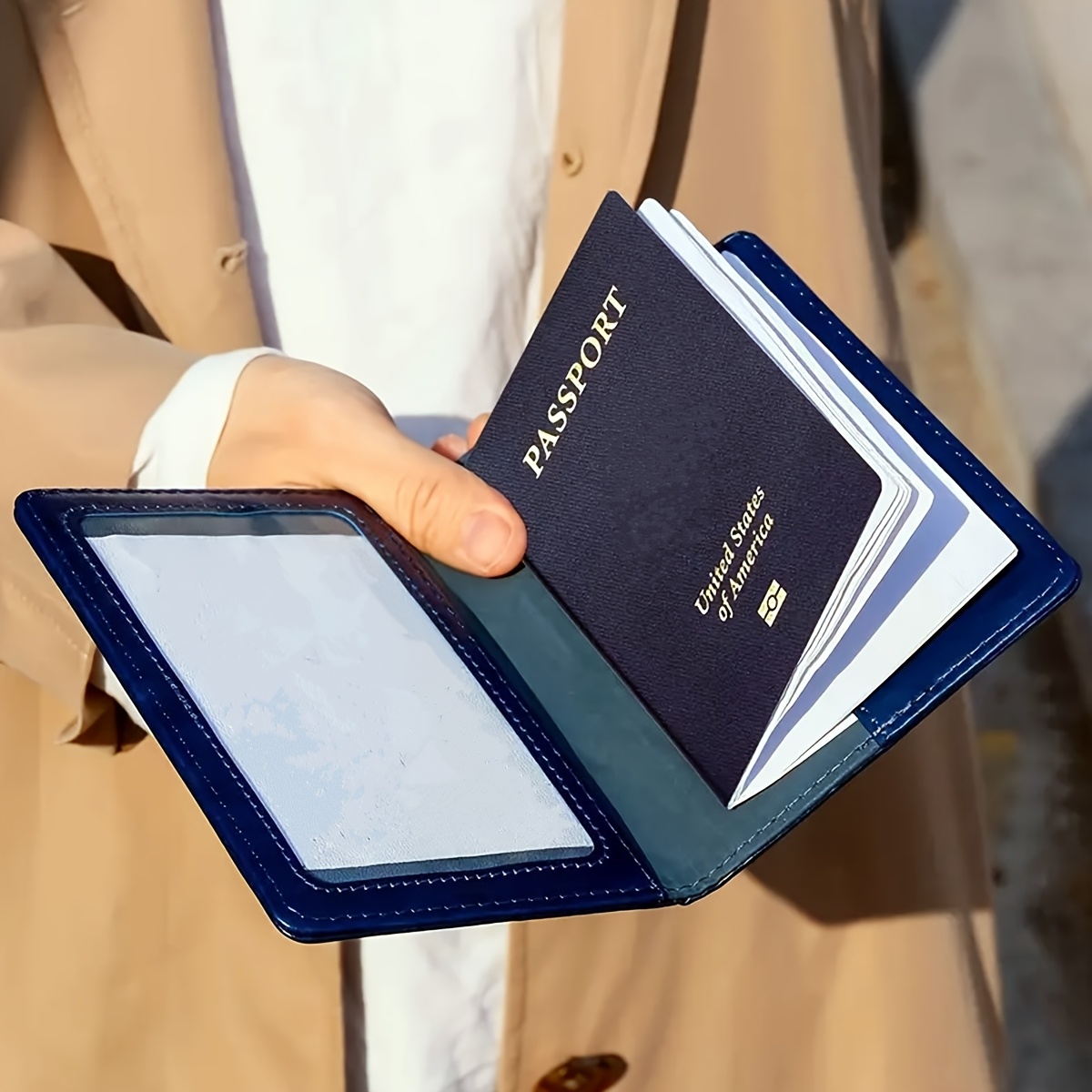 1pc Vacation Style Transparent PVC Passport Holder - Water-Resistant, Stain & Fade Resistant, Open Closure Passport Cover with PVC Lining - Travel Document Organizer