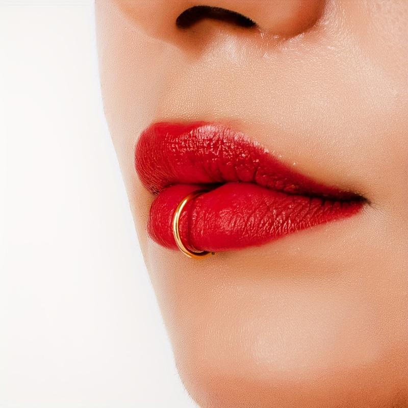 2pcs C-Shaped Stainless Steel Lip Rings, Punk Style