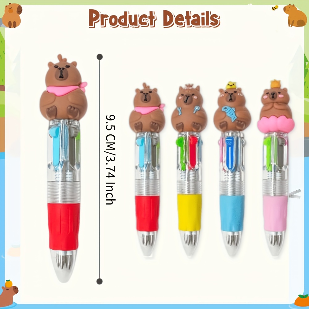 30pcs multi color round capybara retractable ballpoint pen   color pen portable for learning and office   reward ideal gift for   Product details 1