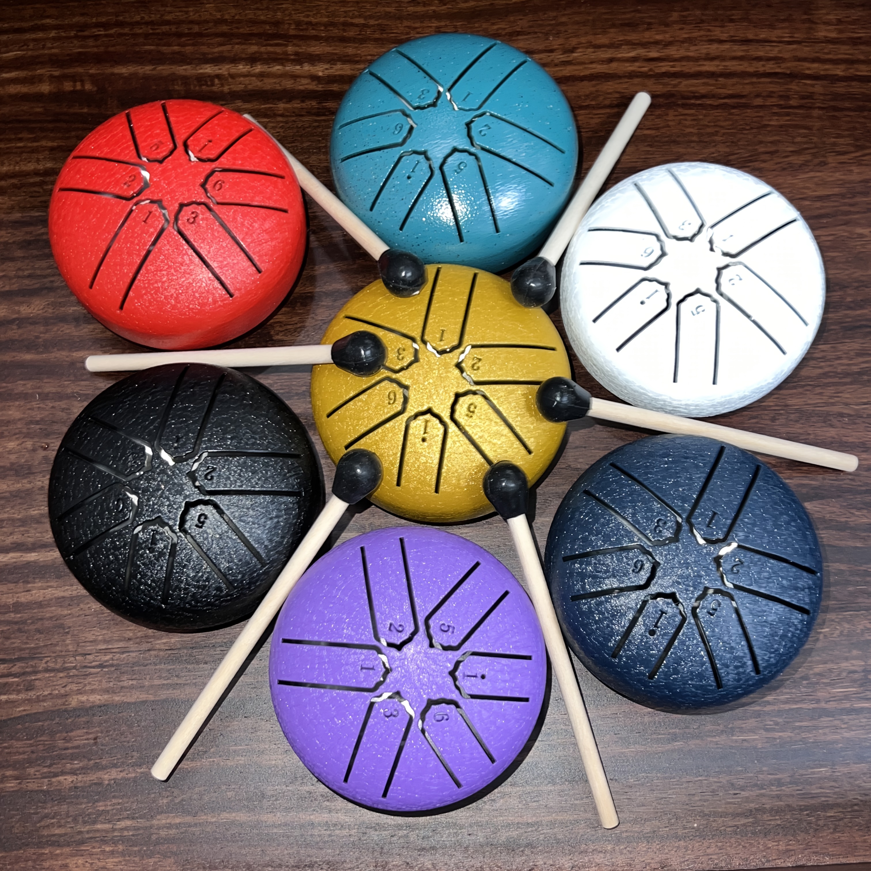 Ethereal Drum 3-Inch 6-Note Portable Outdoor Steel Tongue Chime - Machine-Made Artificial Tuning, Quenched Finish, 6-Note Range, 4 Colors (White/Red/Green/Black) for Meditation, Yoga, Relaxation & Music Practice, Meditation Accessory, Sleek Design, Durable Construction, Yoga Ball For Exercise, Yoga Ball For Women, Pilate Ball, Rain Drum, Rain Musical Instrument