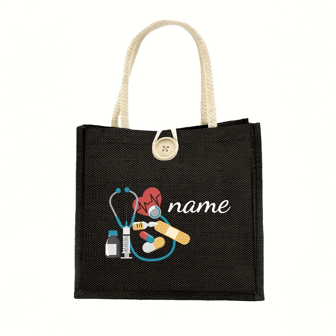 TEMU Customized Handbags, Nurse Themed Handbags, Unique Personalized Name Or Text, Colorful, Cute, Charming, Simple, Interesting, Suitable For