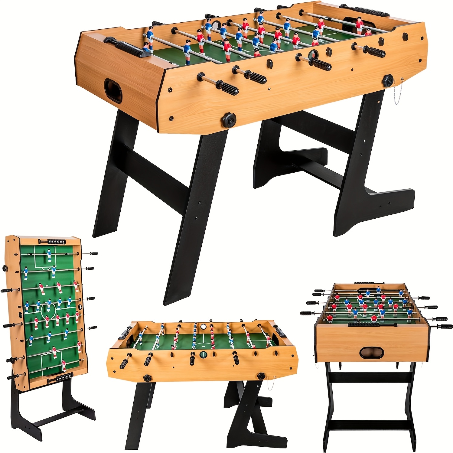 TEMU 4-foot Folding Foosball Table With Telescoping Legs - Heavy-duty Indoor Game Table Suitable For S &, Space-saving Foosball Table For Game Room,