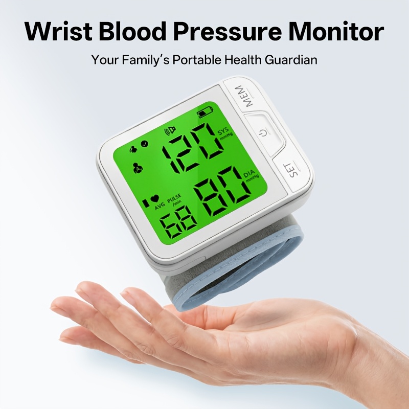 Wrist Blood Pressure Monitor – Automatic Digital BP Monitor with Adjustable Cuff, Large LCD Display, Pulse Rate & Irregular Heartbeat Detection, Portable Home Use Blood Pressure Machine for Seniors and Adults 