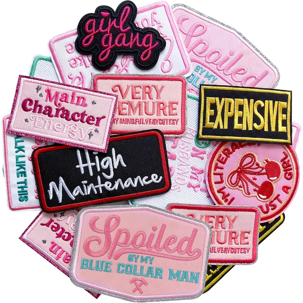 TEMU J.carp 15pcs Set Of Slogan Patches, Stylish Embroidered Appliques For Hats, Apparel, Backpacks, Coats, Bags, And T-shirts