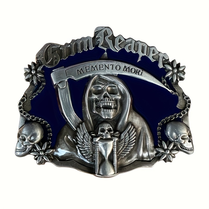 Western Cowboy Man's Sickle Ghost Head Belt Buckle