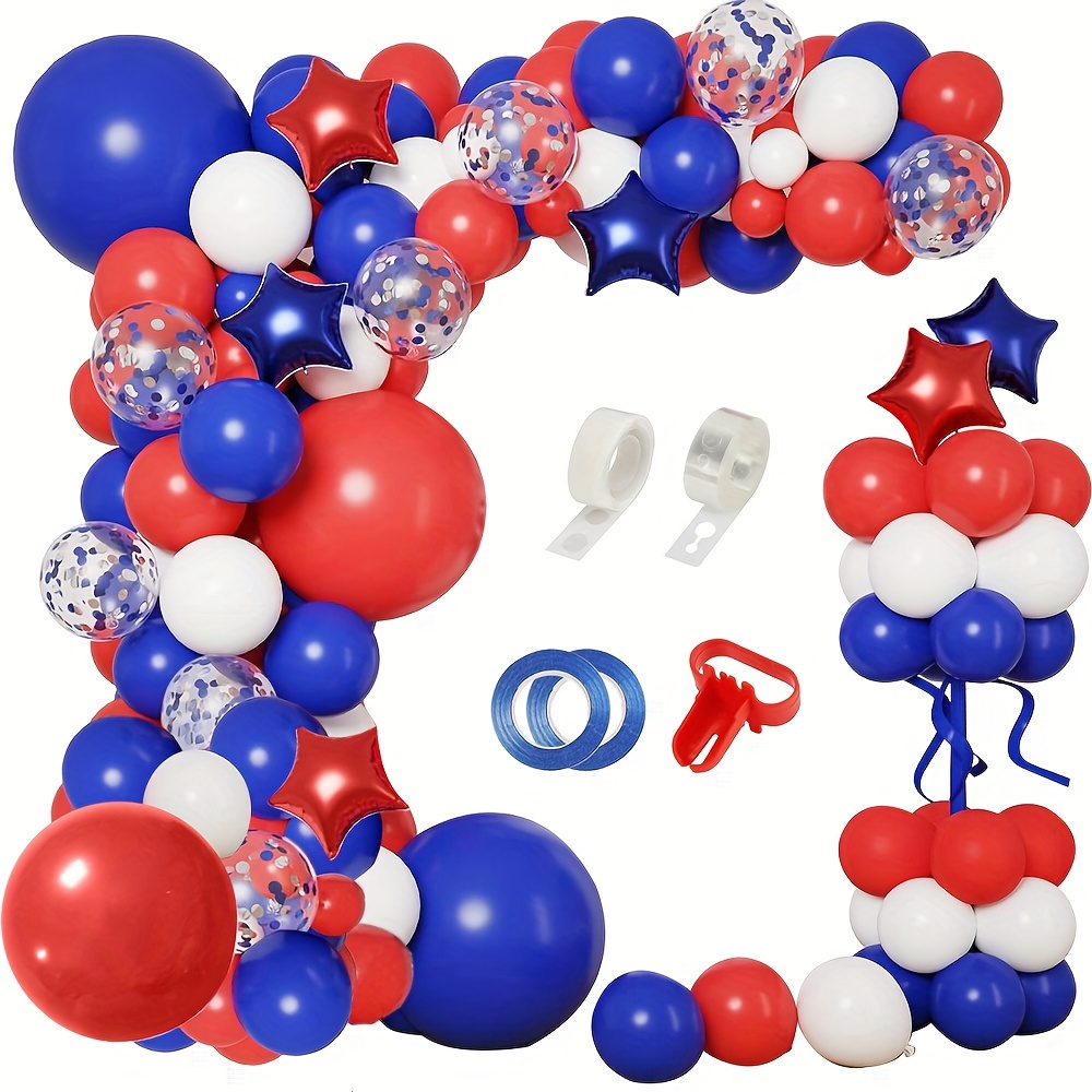 Navy Blue Red White Balloons Garland Arch Kit 4th July - Temu