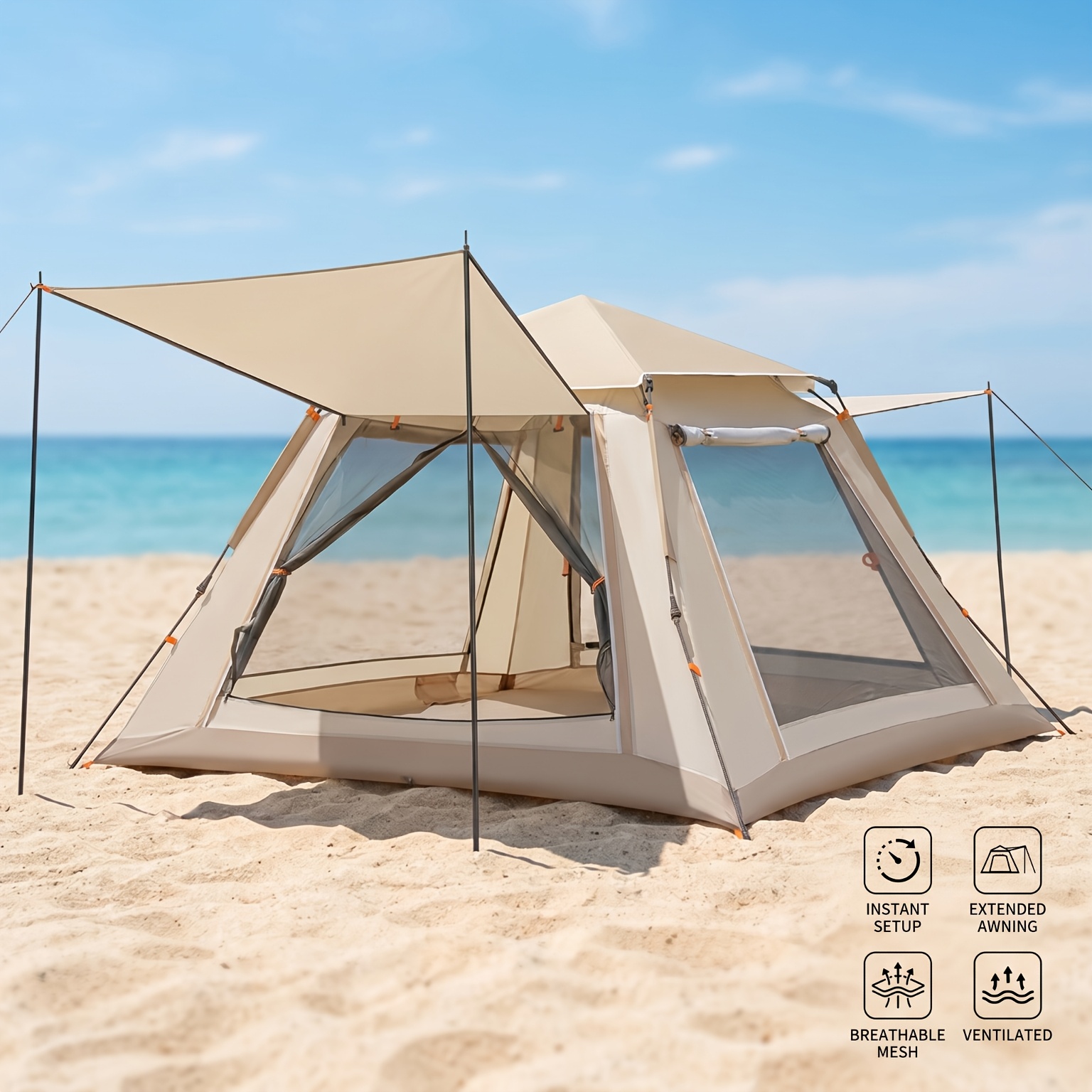 Image of Tent For 4-6 People, Four-sided Canopy Tent, Fully Automatic Quick-setup And Take-down Tent, Portable Automatic Outdoor Camping Tent, Suitable For The Beach, Fishing And Hiking