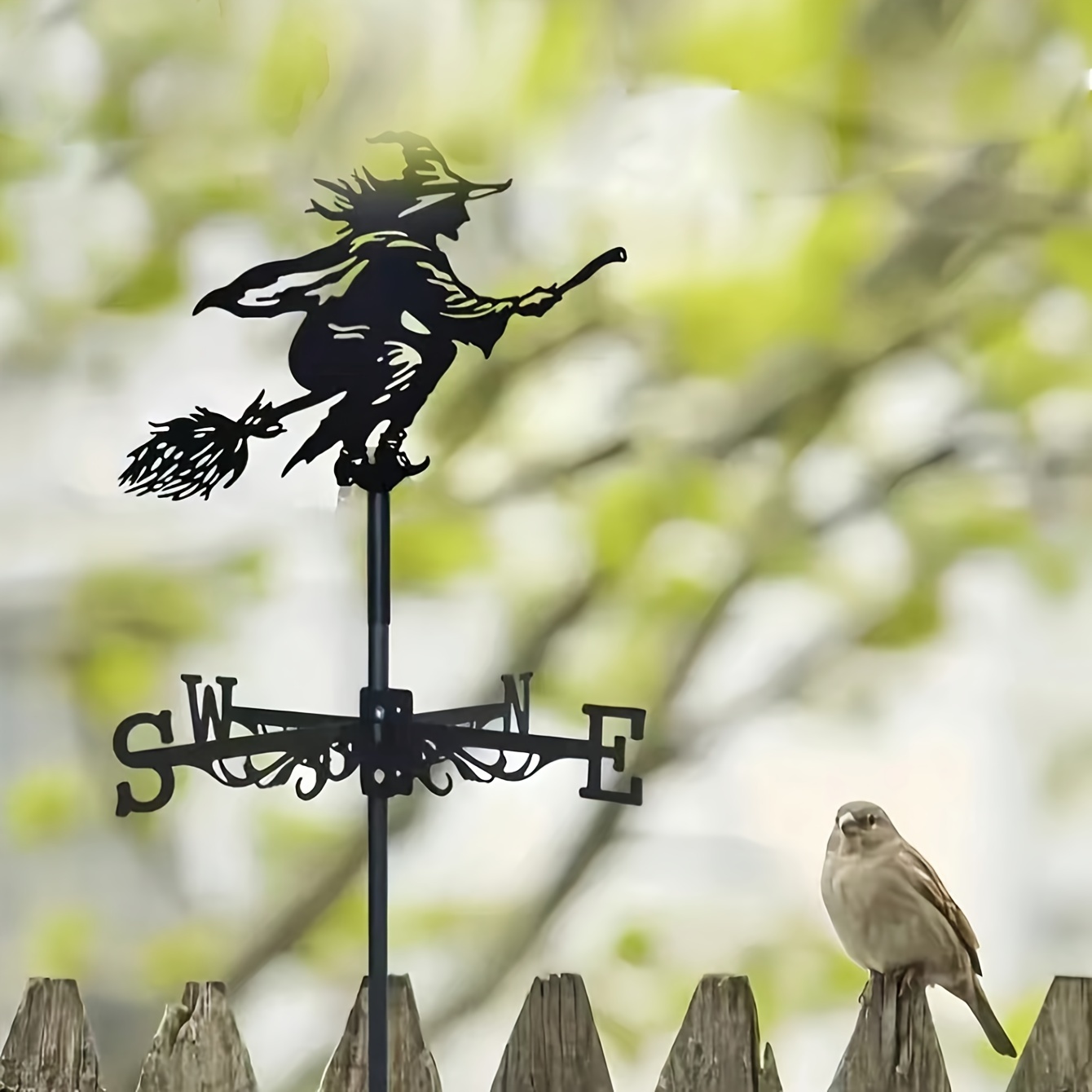 Image of 1pc Whimsical Garden Wind Indicator - Rooster & Design, Outdoor Weather Vane For Yard And Patio Decor