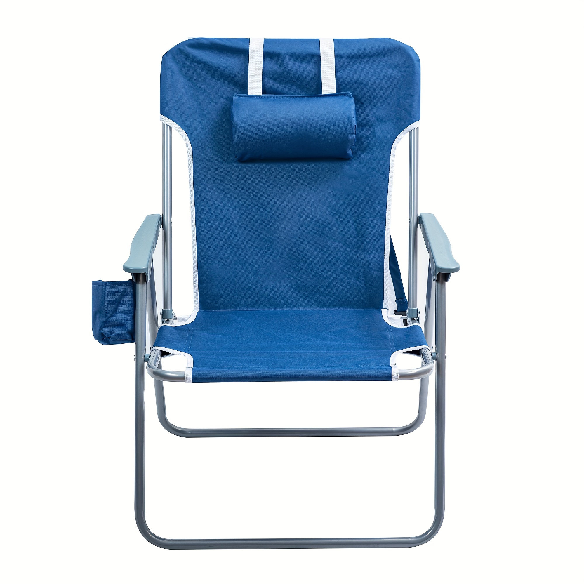 Caribbean Joe Silla de playa plegable, mochila portátil de 5 posiciones,  silla de camping plegable con reposacabezas, portavasos y reposabrazos,  azul
