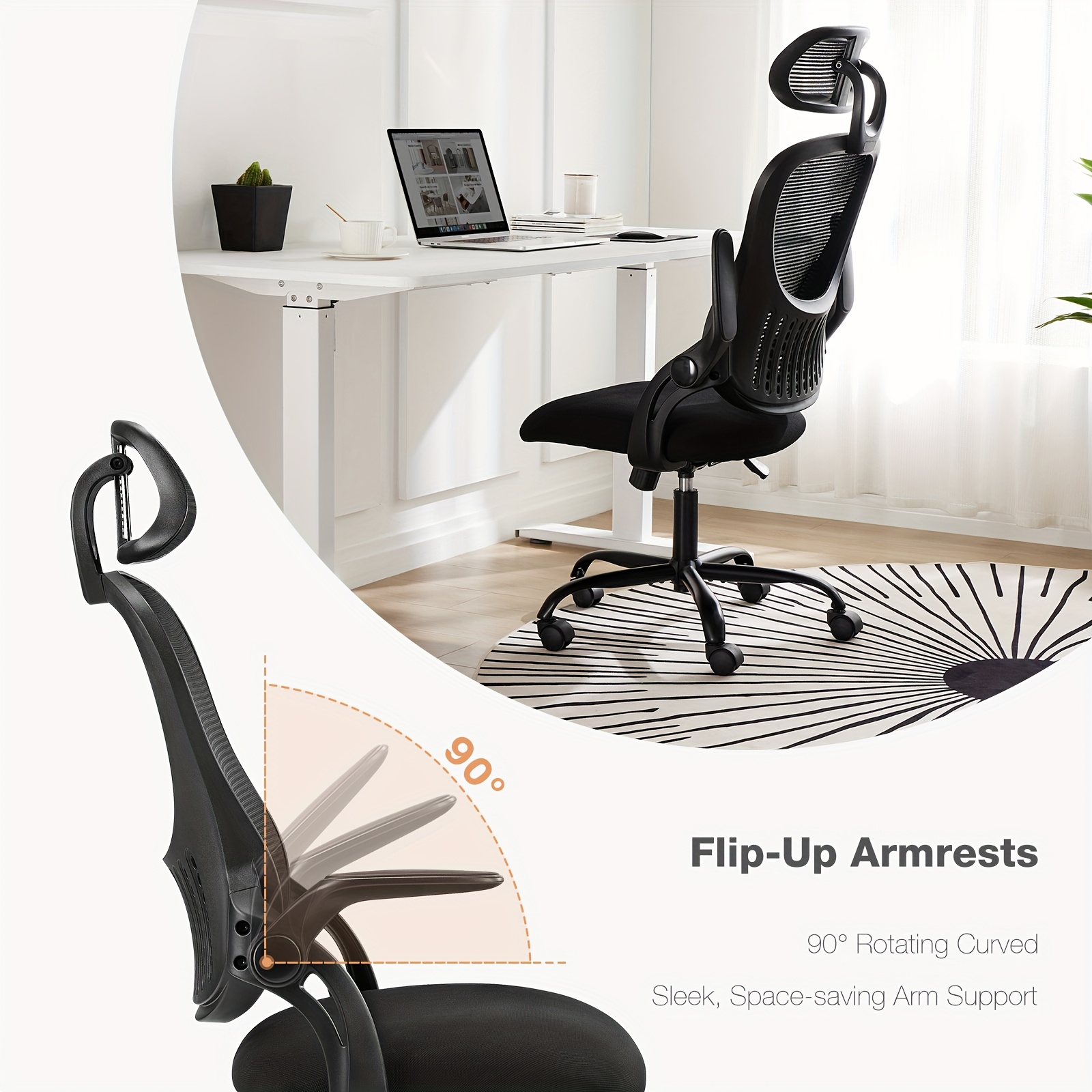 ergonomic office desk chair high back mesh swivel - Temu