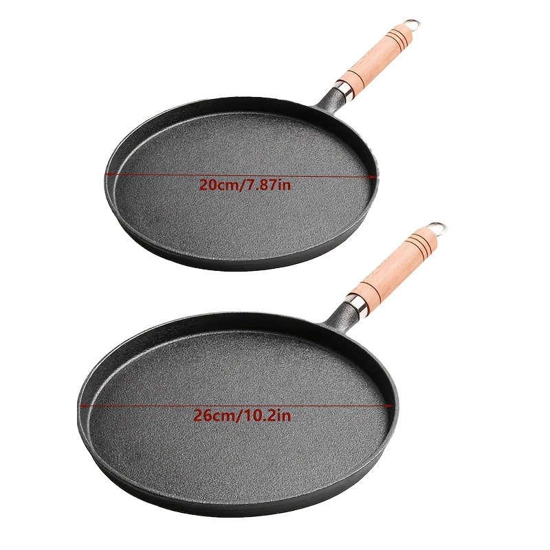 1pc   thick cast iron non stick frying pan with wooden handle   omelets pancakes   steak frying pan essential kitchen cookware for effortless cooking 2