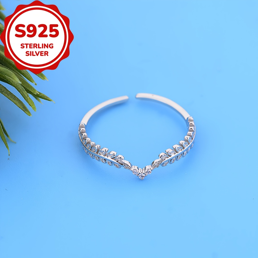 925 Silver Leaf Crown Ring Gold Plated CZ Perfect for Celebrations