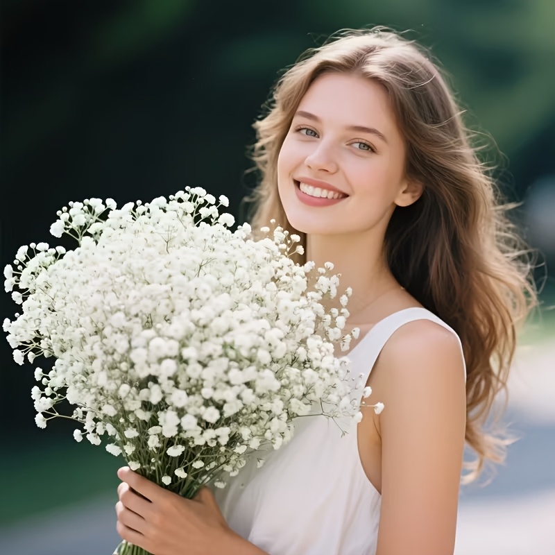 Image of 40pcs-white 's Breath Aesthetic Bouquet Artificial Flowers, Decor Ornaments Living Room Dining Room Bedroom Soft Decoration Fresh Bouquet Decoration
