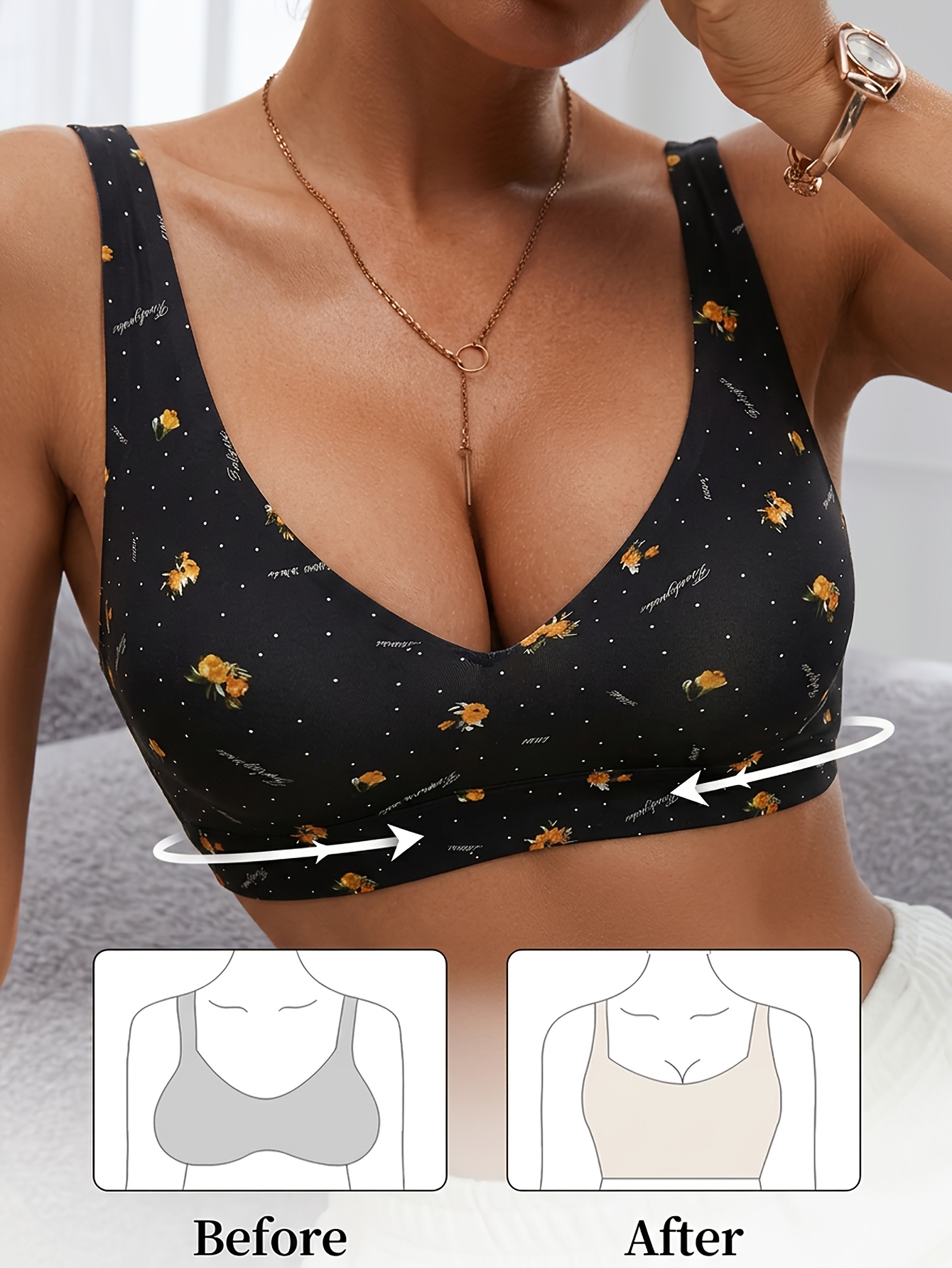 Women's 2pc Wireless Push-up Bra Set, Comfortable Jelly Gel