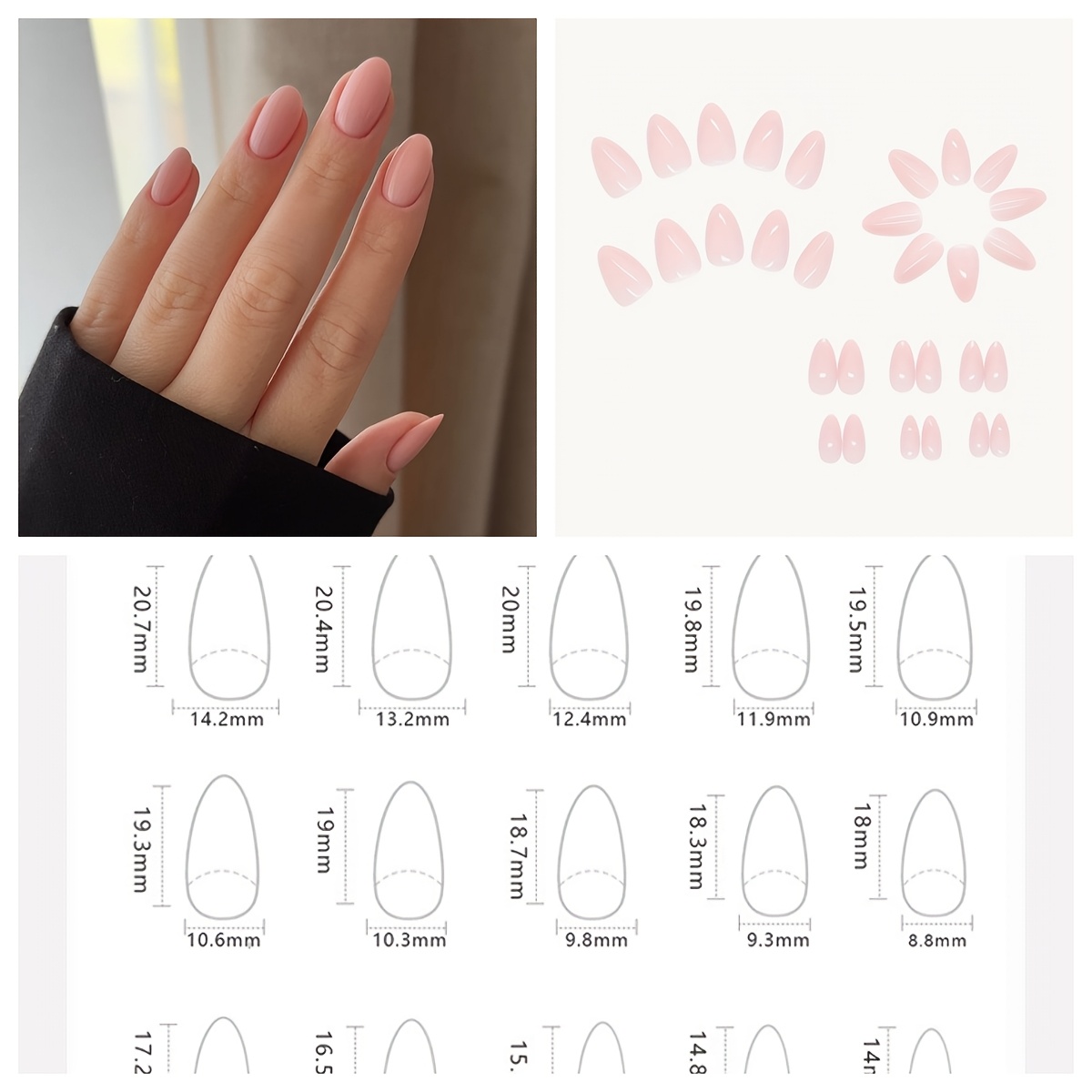 TEMU 30pcs Short Almond Press-on Nails Suitable For Women & - Short Length Suitable For Tips, Glossy Pink Fake Nails With Almond Shape, Reusable