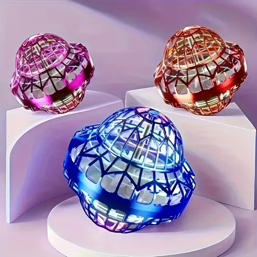 2025 flying ball flying saucer toy ufo spaceship hand operated boomerang hovering ball led lights flying spinning mini cool toys christmas gift for boys and girls