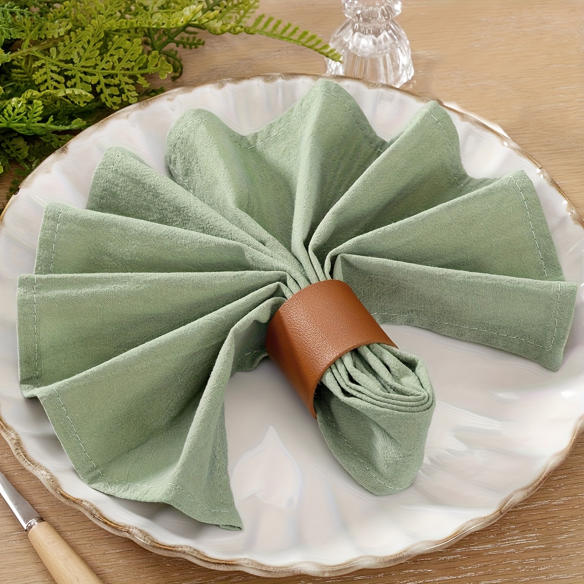 Image of Of 8 Or 12 Cloth Napkins Measuring 40.3x40.3cm, Reusable With Finished Edges, Perfect For Weddings, Birthdays, Events, Featuring A Rustic Bohemian Style For Table Decoration