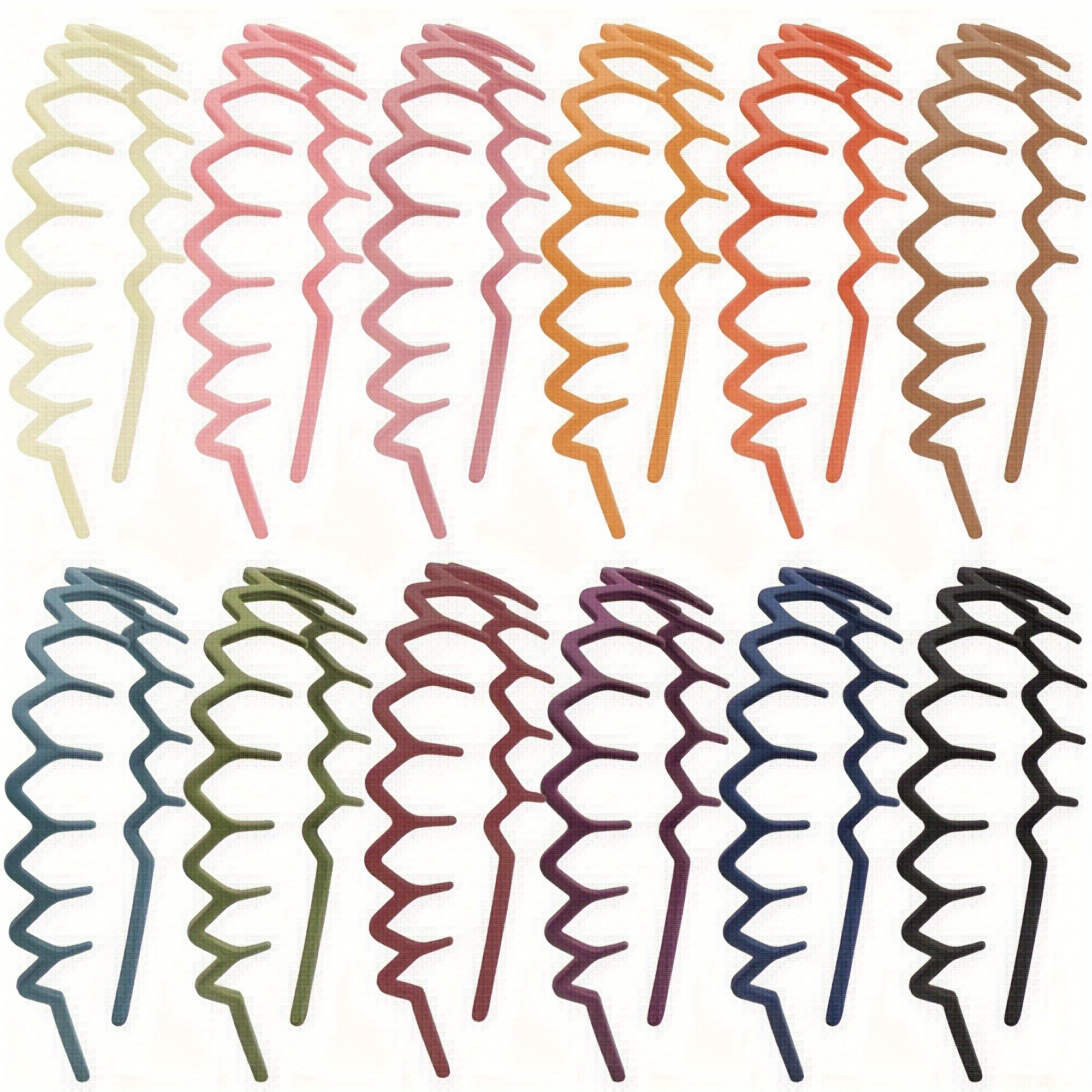 

10pcs Solid Color Head Bands Trendy Non Slip Hair Hoops With Teeth Broken Hair Finishing Hair Bands
