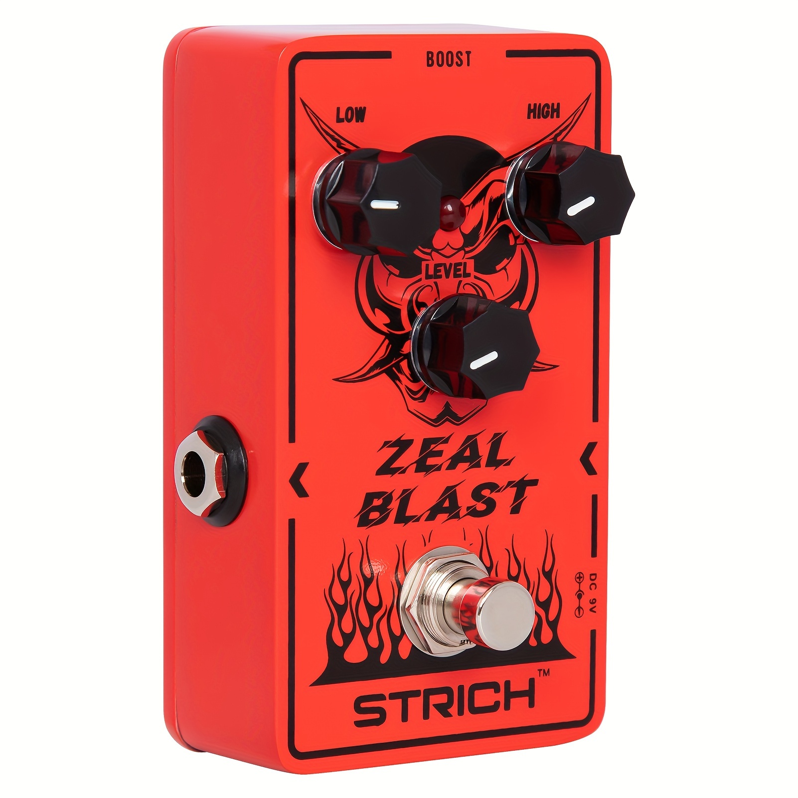

Strich Blast Boost Guitar Pedal, Enhance Your Guitar Bass Sound With 2-band Low/high Adjustment, True Bypass For Electric Guitar, Red And Black