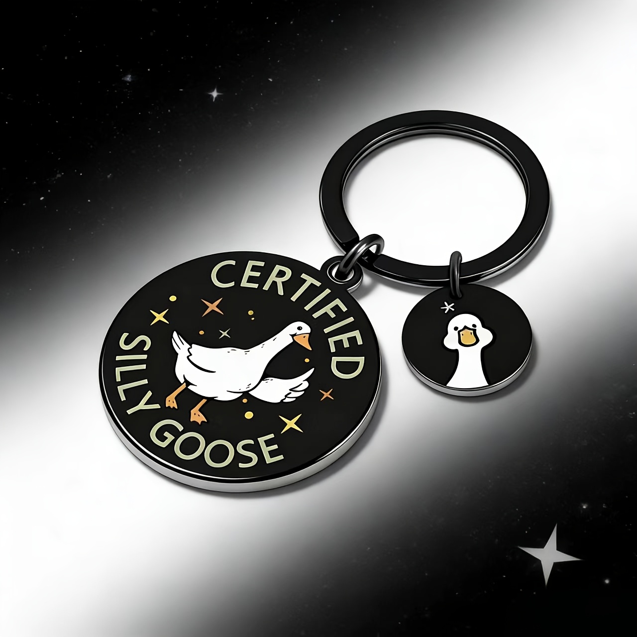 Single Silly Goose Stainless Steel Keychain