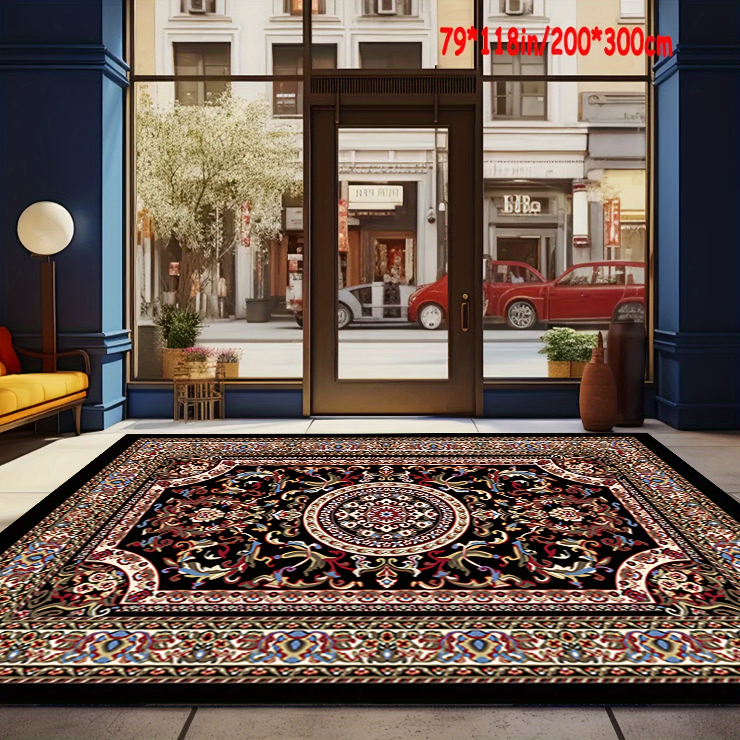 

Persian Retro Pattern Carpet, Area Rug, Soft Carpet, Machine Washable, Non-slip, Office Entrance Door Mat, Decorative Carpet For Hotel Cafe Shop, Restaurant Floor Mat