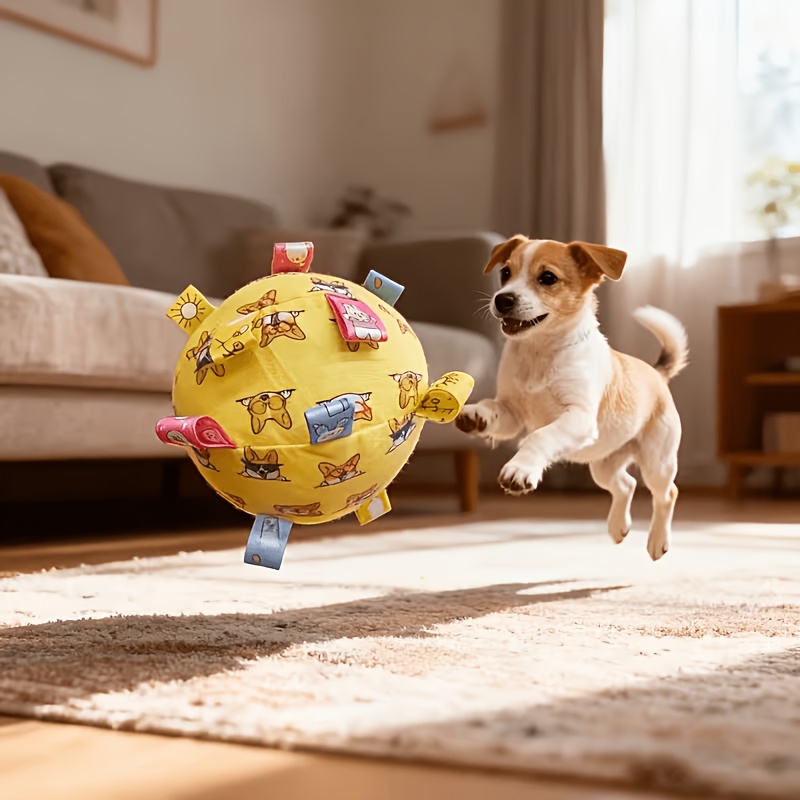 dog interactive   toy with animal patterns durable polyester pet ball suitable for   breeds battery free for outdoor play and training dog toy   design sturdy construction color random
