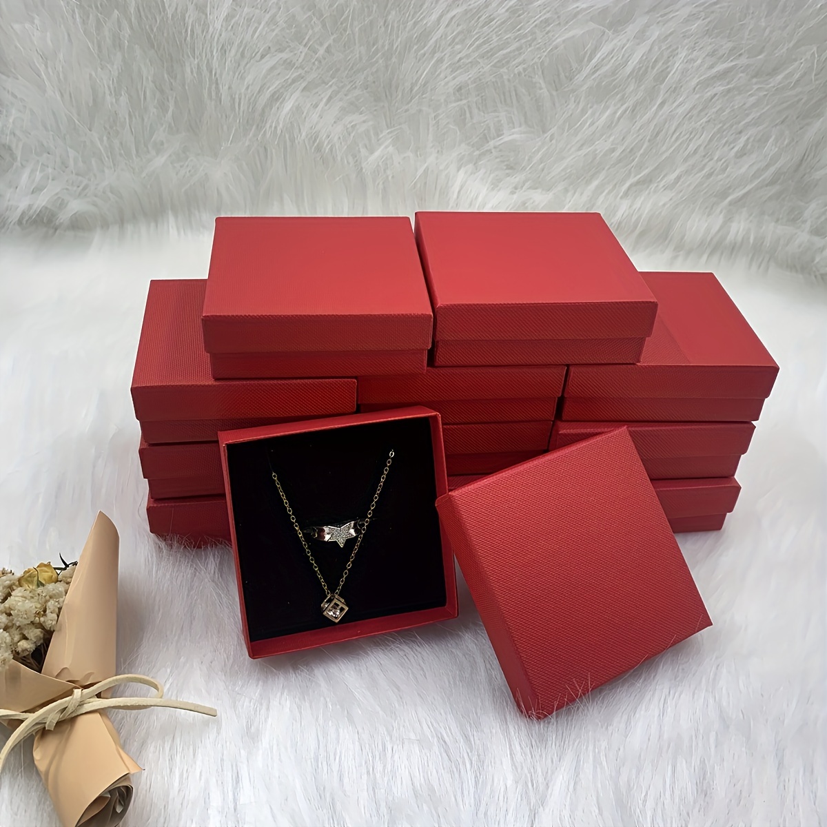 

[top-] Red Jewelry Box Set - 12pcs , Earring & - Wolf Theme For Weddings, &