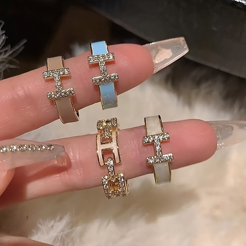 1pc summer multicolor letter h enamel     high end unique   style womens ring suitable for womens daily wear